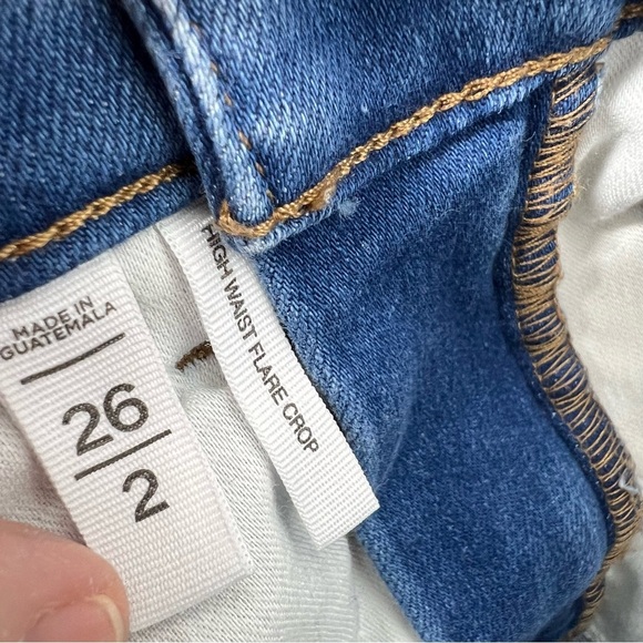 LOFT Women's Size 26/2  High Waist Flare Crop Stretch Jeans Raw Step Hem - Picture 7 of 7